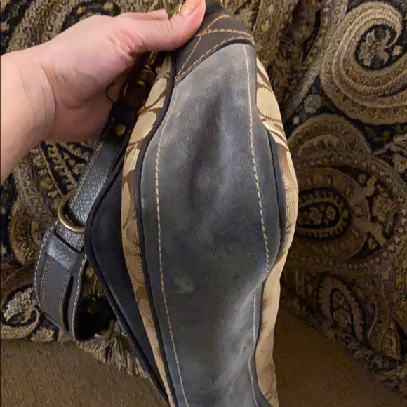 Coach tan and blue shoulder bag - Picture 4 of 6